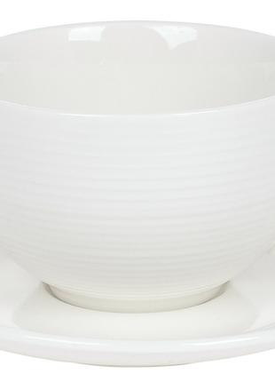 Чайный фарфоровый набор: 4 чашки 310мл + 4 блюдца, цвет – белый