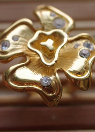 Кольцо цветок с кристаллами сваровски позолота 24 карата . Инд...