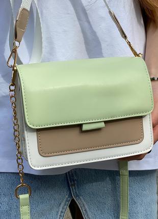 Женская сумка кросс-боди зеленая оливковая хаки