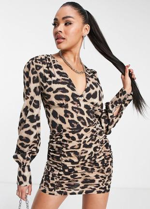 Parisian платье мини с длинными рукавами в леопардовый принт