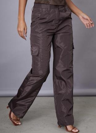 Баллоновые брюки карго шоколадного цвета