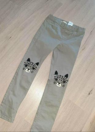 Стрейчевые джинсы н&m брюки брюки леопард кот котики