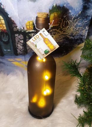Стеклянная бутылка с лед подсветкой светильник ночник