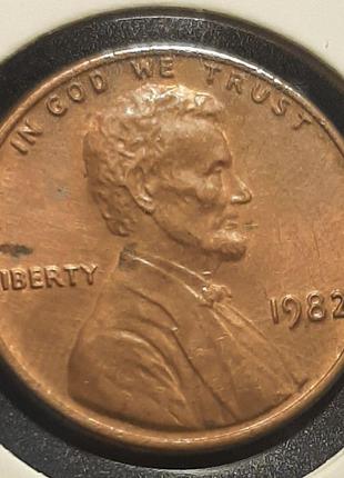 Монета США 1 цент, 1982 року, Lincoln Cent, Без мітки монетног...