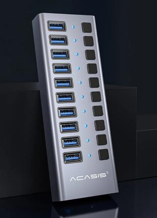 USB Хаб на 10 USB 3.0 портов Acasis 5 Гбит/с серый Серый