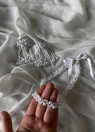 Набор свадебных украшений для невесты: серьги в стиле old mone...