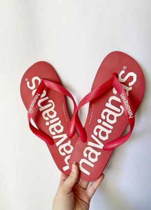 Вьетнамки красные havaianas 28 см лого пляжные резиновые шлепанцы