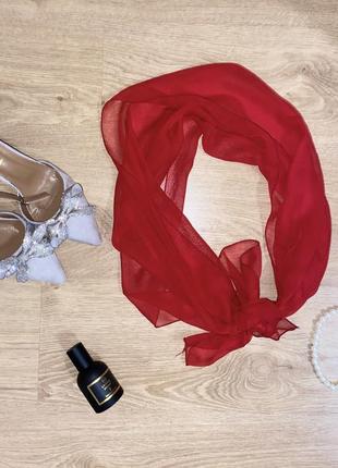 Красный шарф женский, легкий шарф красного цвета