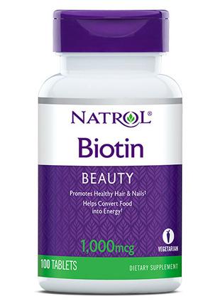 Витамины и минералы Natrol Biotin 1000 mcg, 100 таблеток