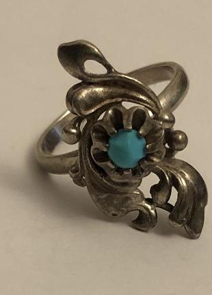 Винтажное серебряное кольцо с бирюзой