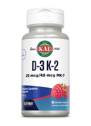Витамины и минералы KAL D-3 K-2, 60 микро таблеток