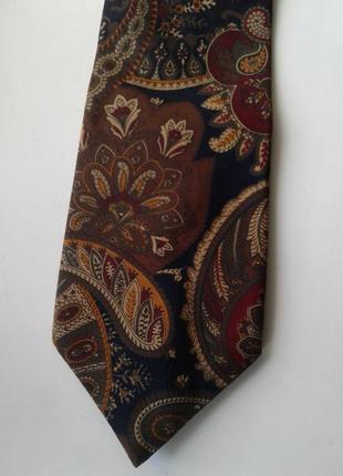 Шелковый галстук принт турецкий огурец цвета хаки marks & spencer