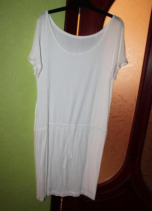 Трикотажное белое платье, размер л, наш 50-52 от c&a, германия