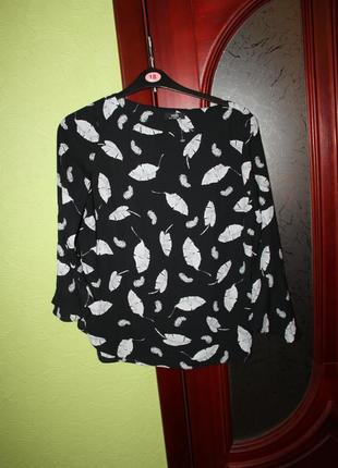 Красивая шифоновая блузка с рисунком перышек, 12 размер, на на...