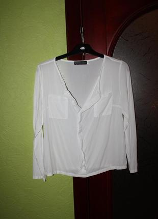 Белая легкая натуральная батистовая блузка, размер s