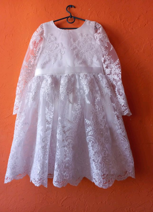 Біла дитяча  сукня  з мережева на свято від 1 рочка