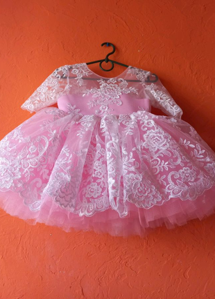 Сукня святкова  рожева з мережева на свято від 1 рочка і більше