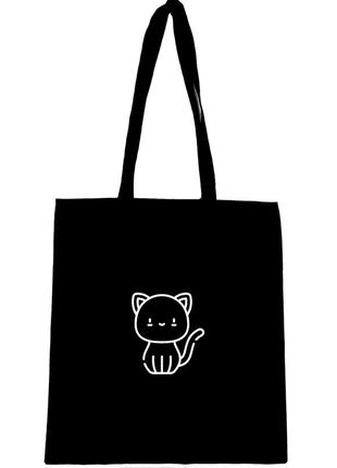 Еко сумка шопер шоппер с принтом кот, котик