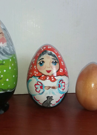 Матрёшка яйцо, курочка ряба, сказка, деревянная игрушка сувенир.