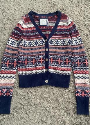 Кардиган детский свитер, кофта на пуговицах зимняя новогодний