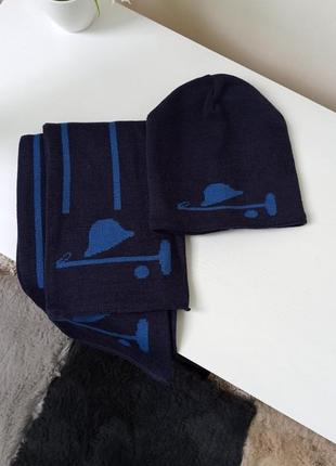 Комплект вязаная шапка и шарф  бельгийского производства, на м...