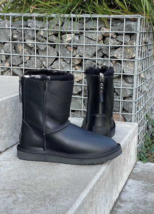 УГГ Шкіряні Чорні Середні з Змійкою UGG Australia Black Leathe...