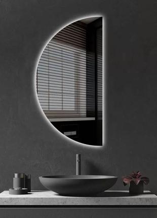 Полукруглое зеркало с подсветкой для ванной ева