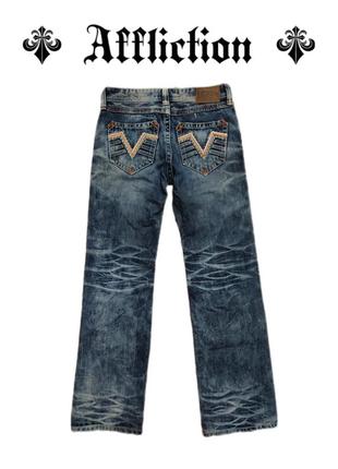 Вінтажні прямі джинси affliction w30 оригінал корея байкерські...