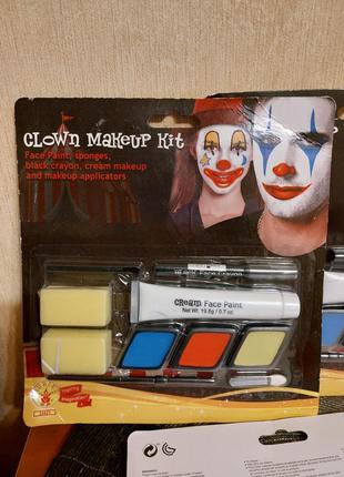 Набор грима для макияжа клоуна на хеллоуин