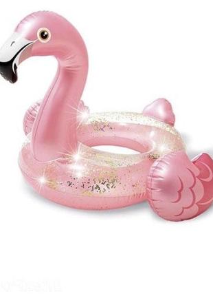 Intex надувной круг "розовый фламинго с блестками" (6) 89х71см...