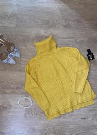 Женский свитер горчичного цвета, желтый теплый свитер