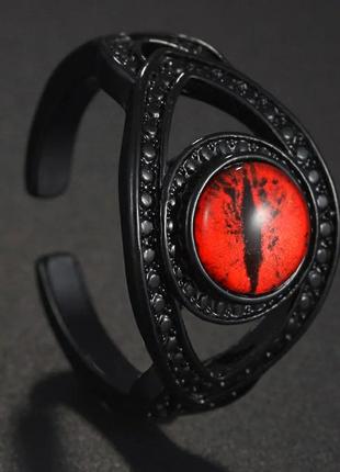 Женское кольцо черное с камнем красным размер регулируется