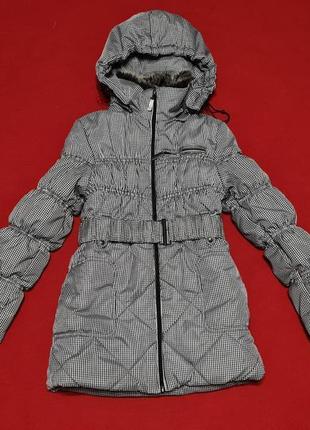 Теплое демисезонное пальто для девочки на 9-10