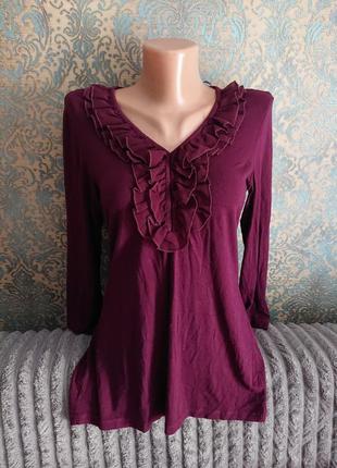 Женская блуза с рюшами р.42/44 блузка блузочка кофта реглан