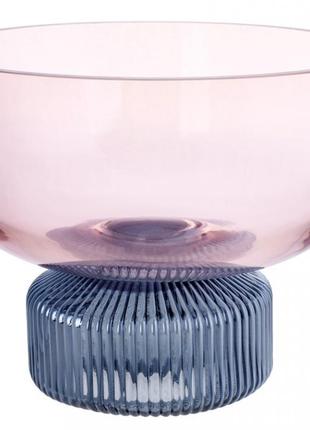 Фруктовниця скляна Ariadne "Carol" Ø 20x15 см, рожевий із блак...