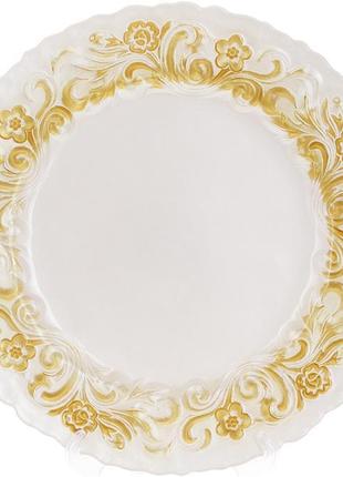 Блюдо сервировочное 33см, подставная тарелка, стекло, белое с ...