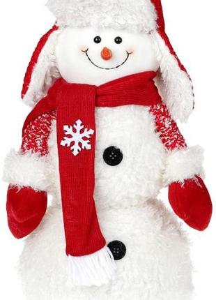 Новогодняя мягкая игрушка "Снеговик в шапке-ушанке" 48см