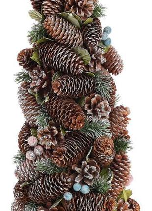 Декоративная елка "Шишки и ягоды" 38см с натуральными шишками