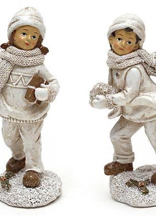Статуетка декоративна "Дітки на снігу" 14.5 см