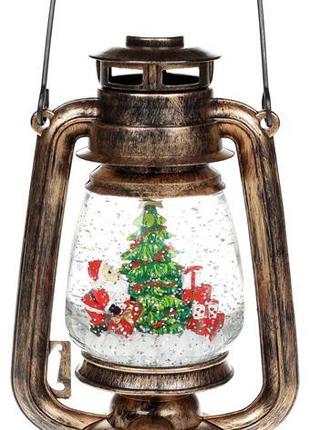 Новогодний декоративный фонарь "Санта с подарками" 26см с LED ...