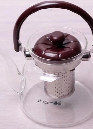 Чайник заварочный Kamille Orlate 2200мл стеклянный со стальным...