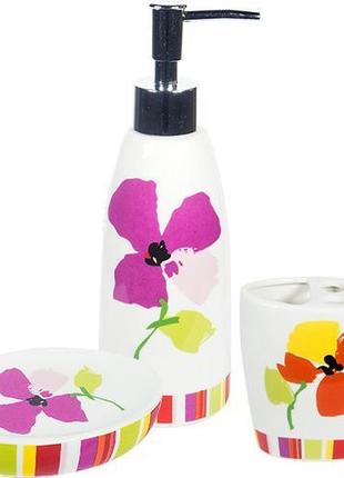 Набор аксессуаров Anemone "Flowers" для ванной комнаты: дозато...