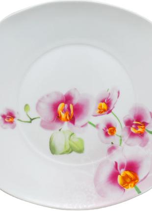 Тарелка столовая мелкая "Орхидея" квадратная 25см