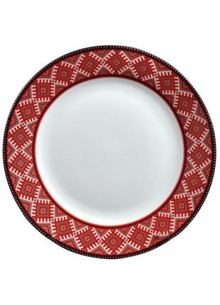 Набор 6 десертных тарелок "Вышиванка красный ромб" Ø17.5см