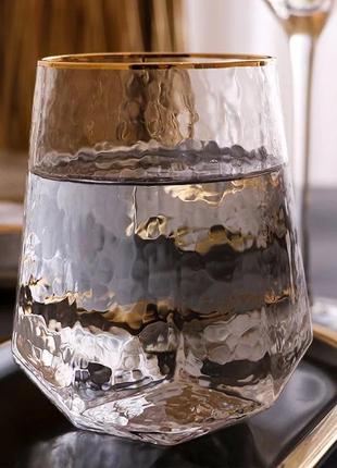 Набор 6 стаканов Facets "Blur" 520мл, стекло с золотым кантом
