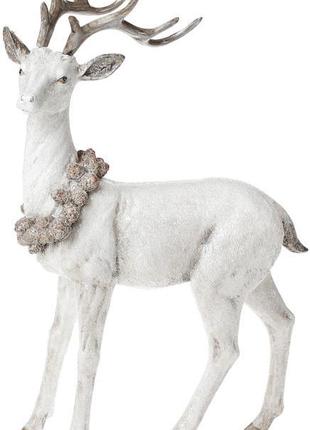 Статуэтка "Белый олень с венком из шишек" 34.5см