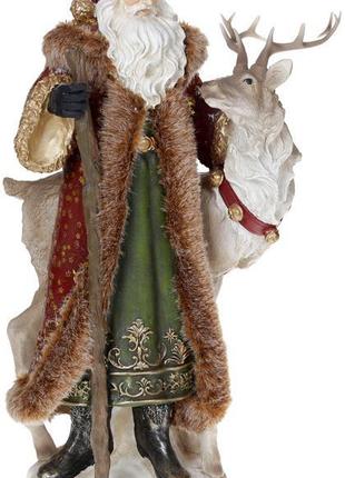 Декоративна статуетка "Санта з Оленем" 38.5 см, полістоун, бор...