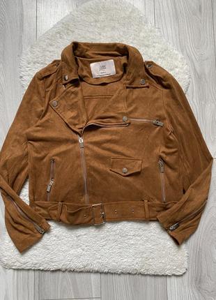 Косуха замшева коричнева куртка легка тканинна