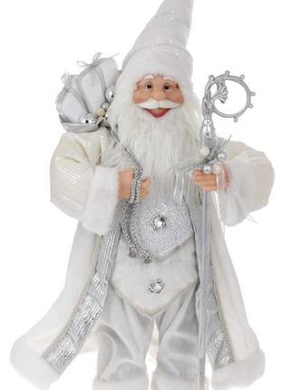 Новогодняя фигура "Санта Клаус с Подарками" 60см, белый с сере...