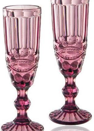 Набір 6 келихів для шампанського Elodia Вінтаж 180 мл, рожеве ...